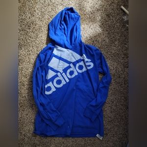 YM blue long sleeve hooded tshirt Adidas